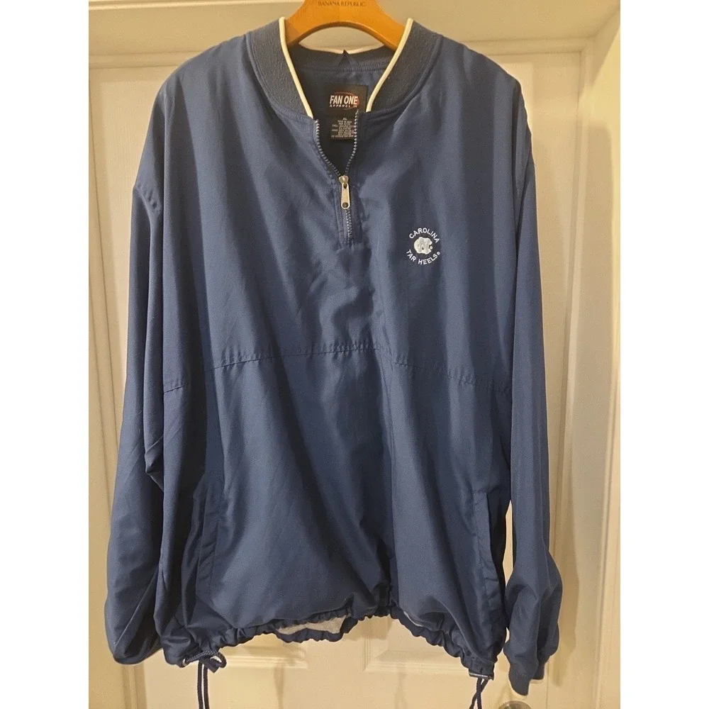 Fan One Apparel Jacket Mens XL 1/4 Zip Pullover Wind Shirt Jacket Navy Tar Heels